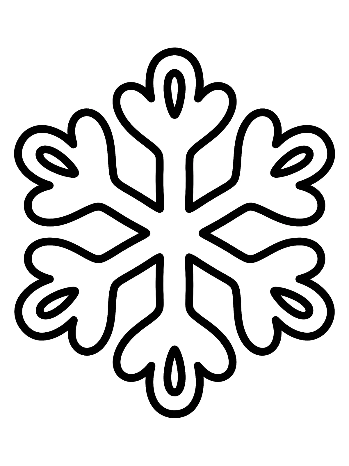 Schneeflocke Große einfache Schneeflocke, Ausmalbild für Kleinkinder